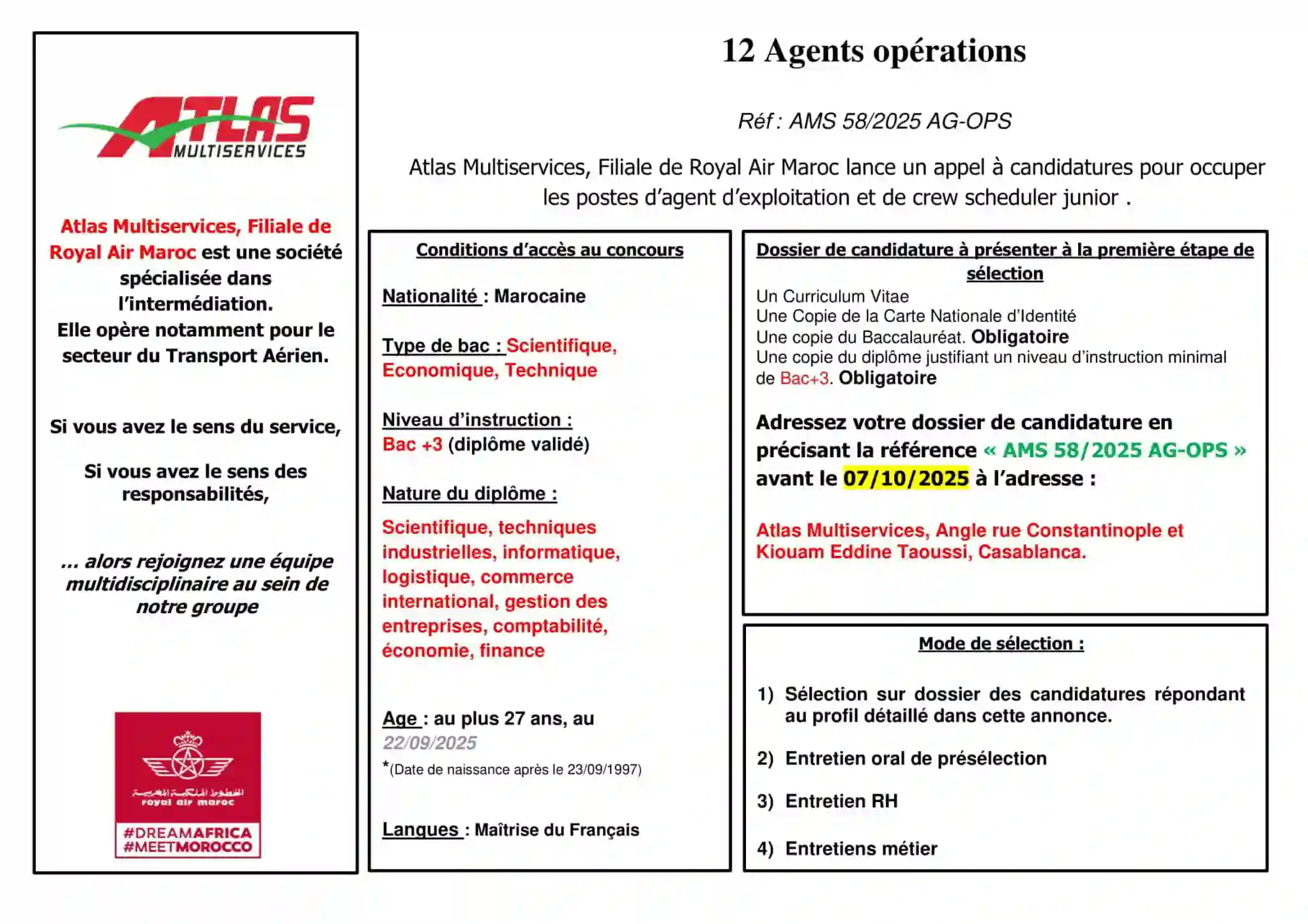 Concours Atlas Multiservices 2025 – 12 Postes à Pourvoir 2 Atlas Multiservices 2