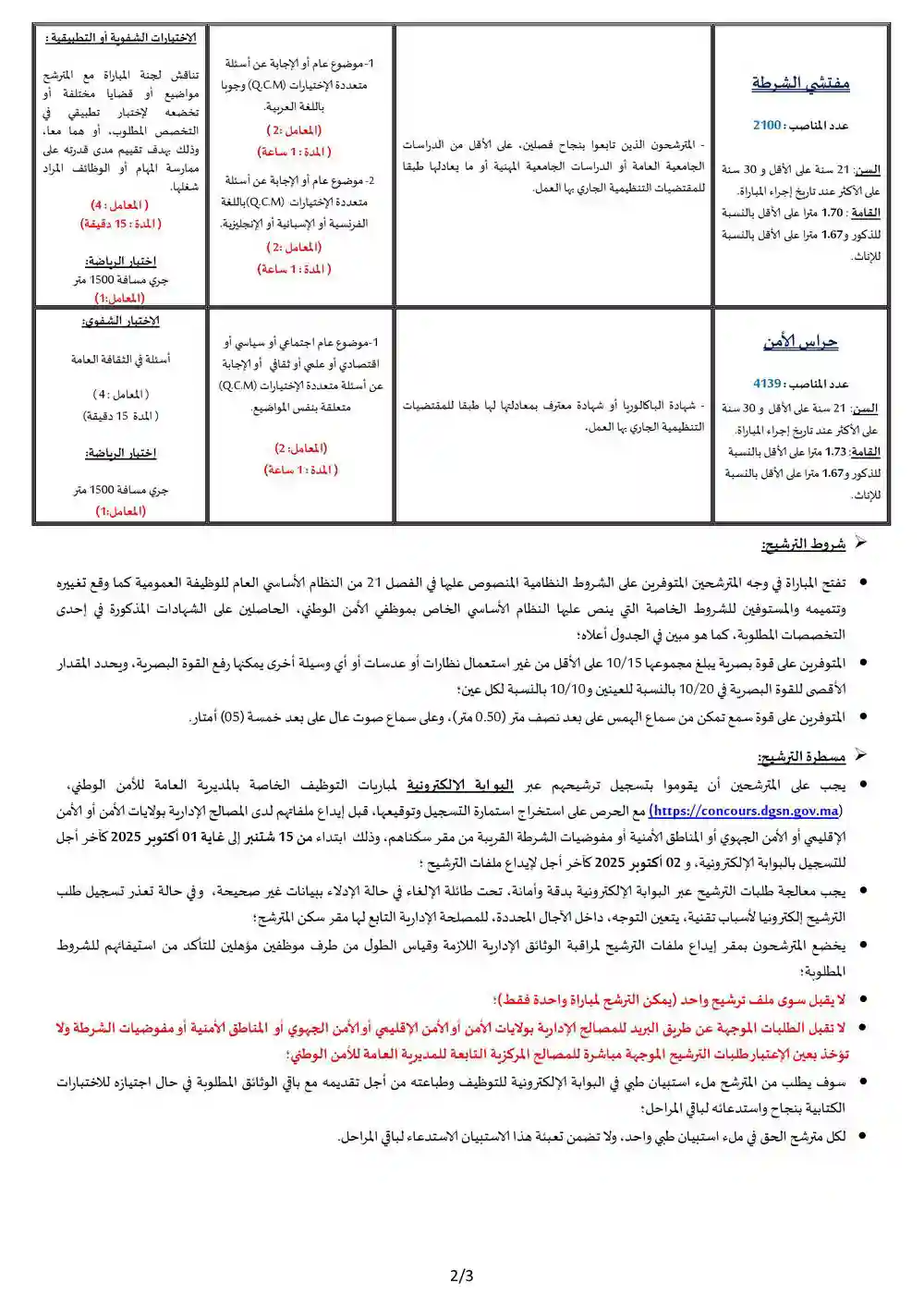 المديرية العامة للأمن الوطني مباراة توظيف 6666 منصب برسم سنة 2025 2