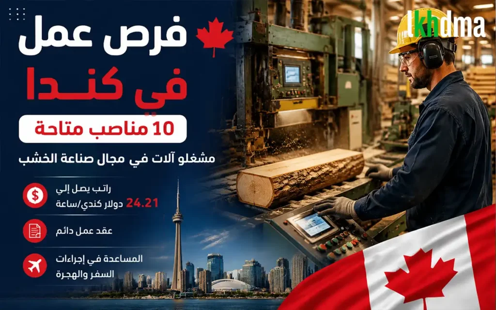فرص عمل في كندا 2026 توظيف مشغلي آلات scierie براتب 24 دولار